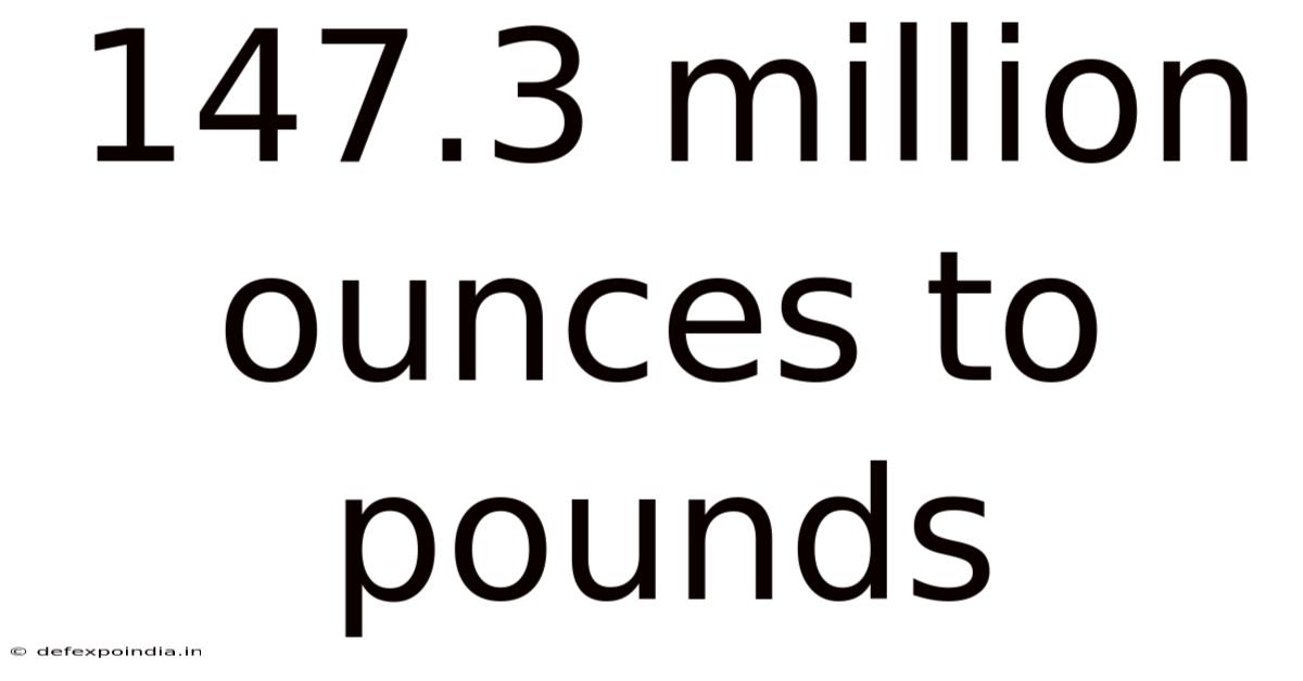147.3 Million Ounces To Pounds