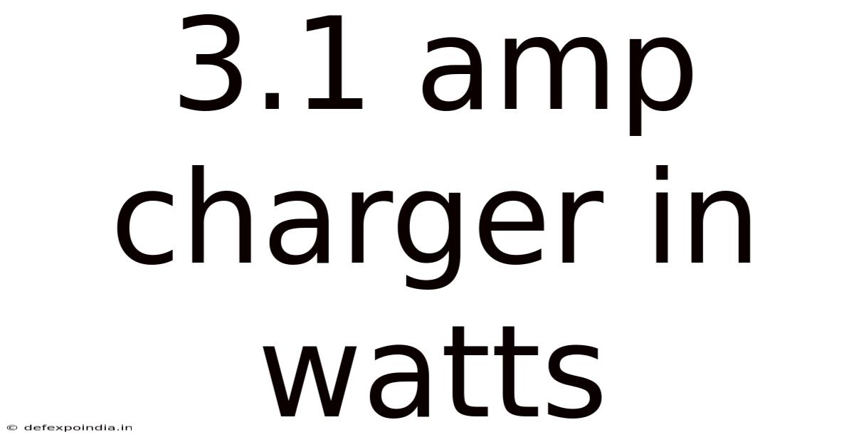 3.1 Amp Charger In Watts