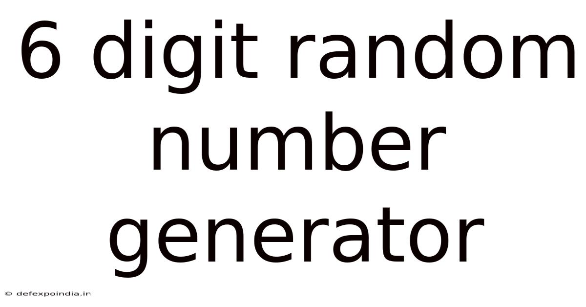 6 Digit Random Number Generator