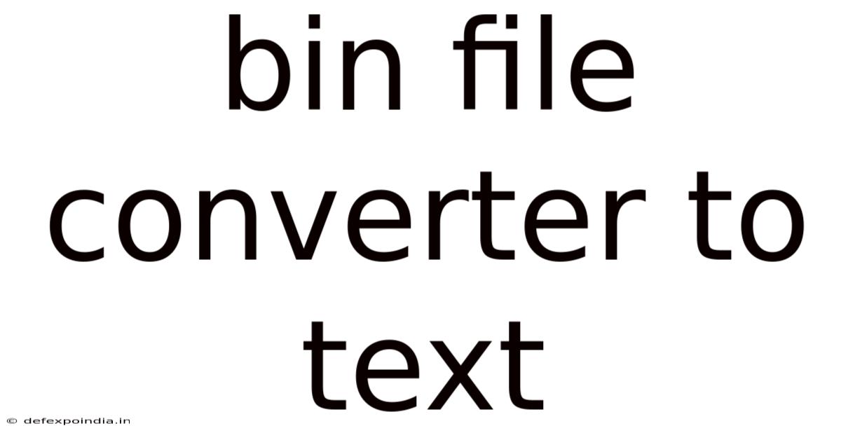 Bin File Converter To Text