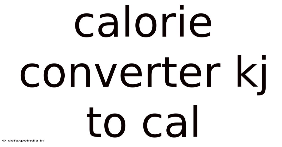 Calorie Converter Kj To Cal