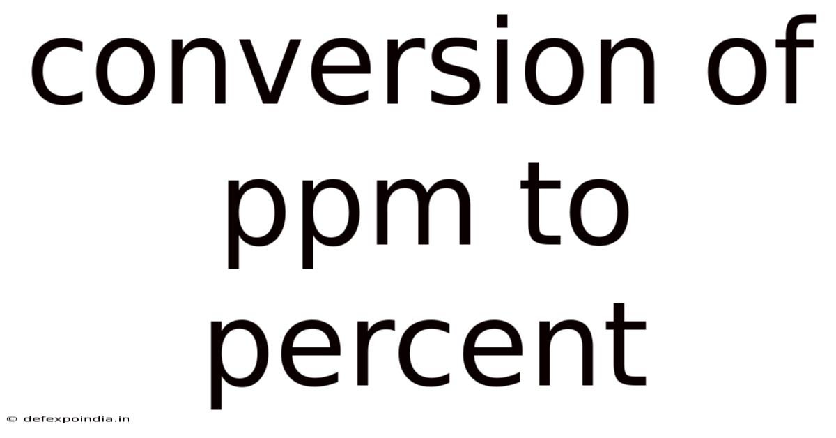 Conversion Of Ppm To Percent