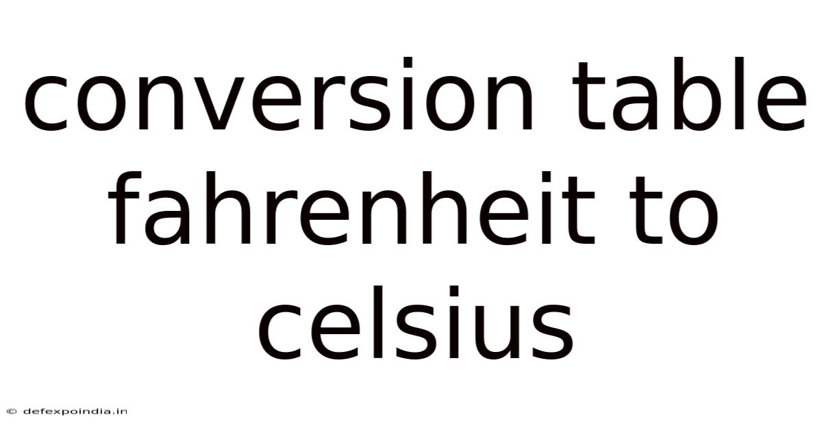 Conversion Table Fahrenheit To Celsius