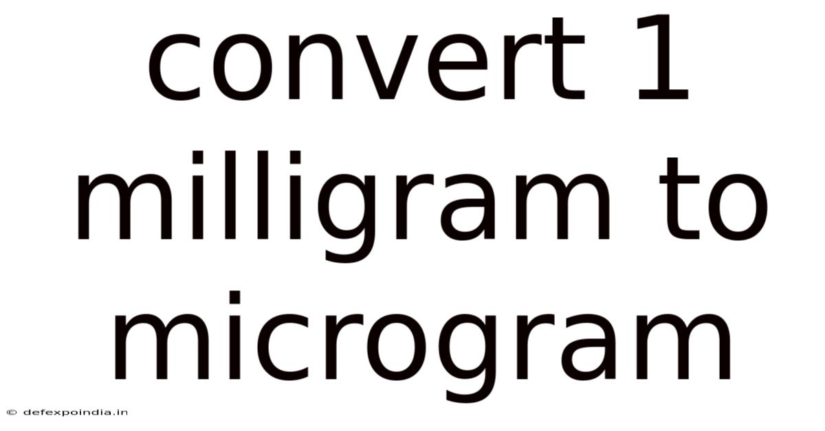 Convert 1 Milligram To Microgram