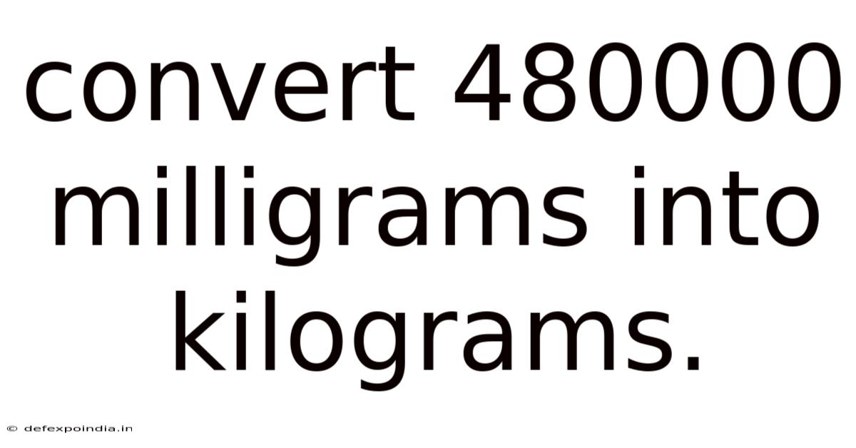 Convert 480000 Milligrams Into Kilograms.