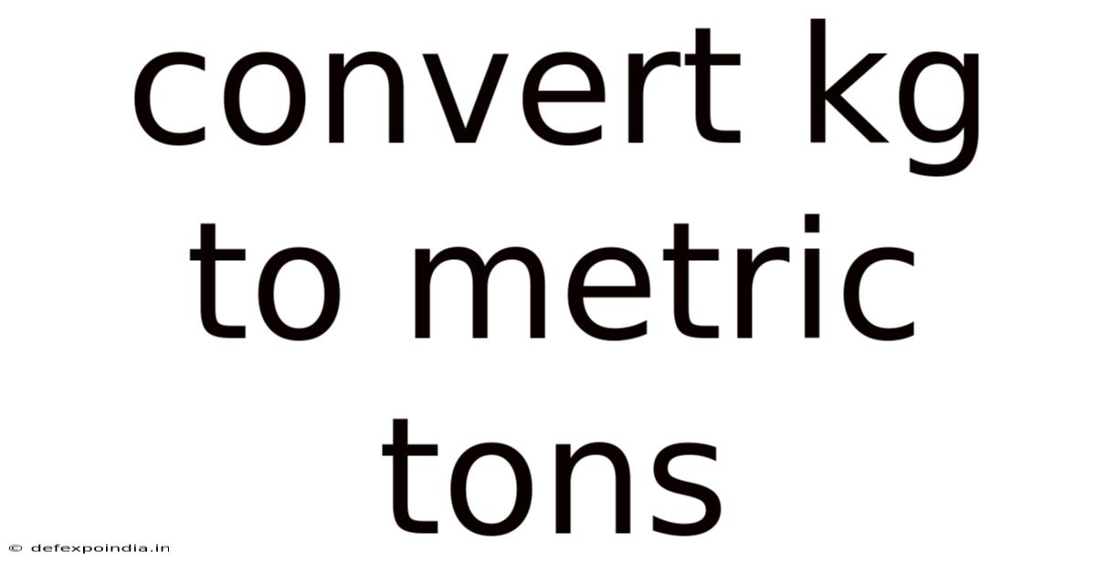 Convert Kg To Metric Tons