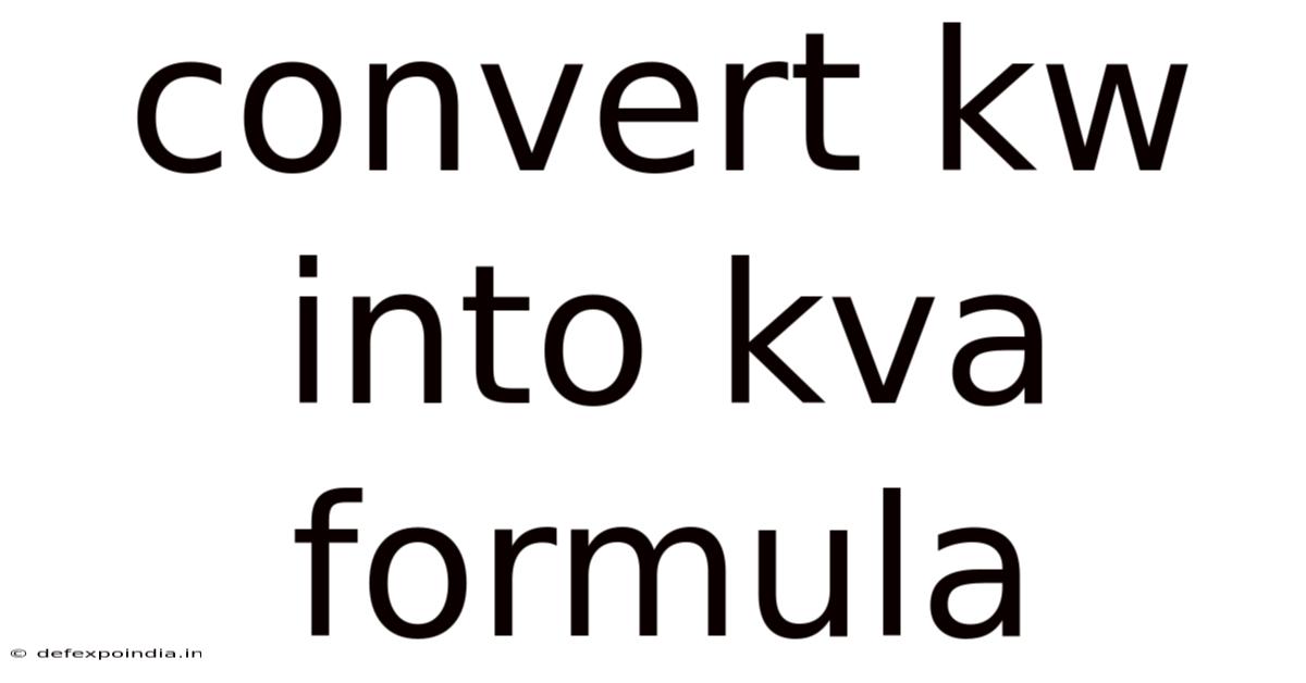 Convert Kw Into Kva Formula