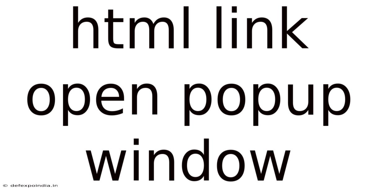 Html Link Open Popup Window