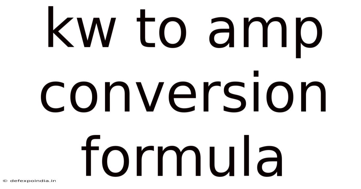 Kw To Amp Conversion Formula