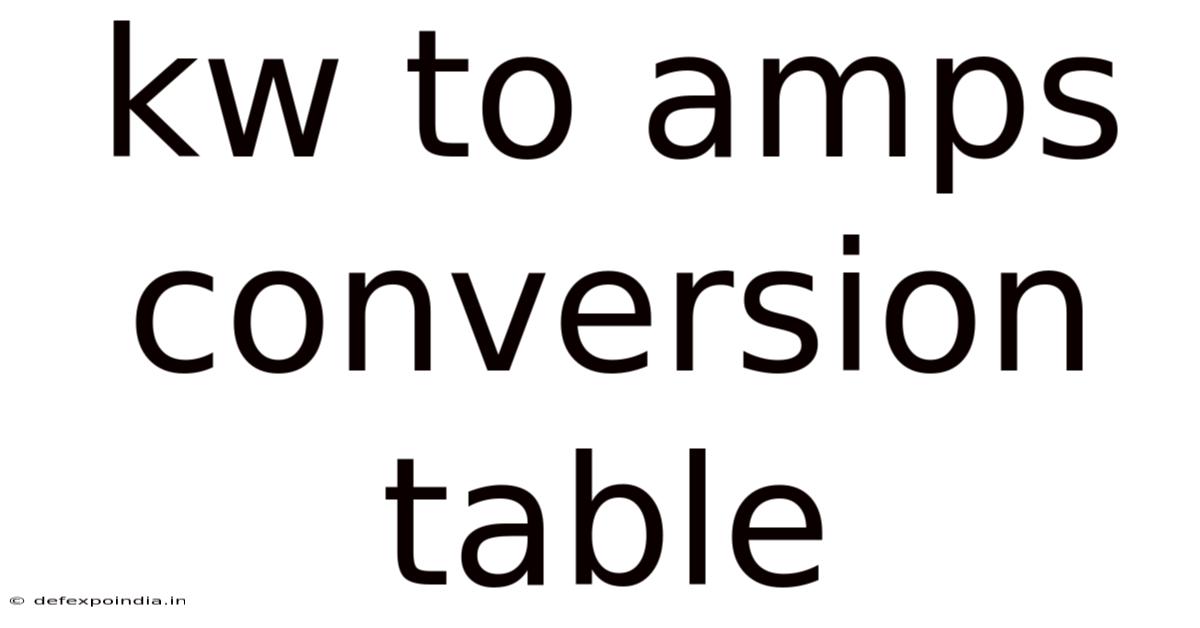 Kw To Amps Conversion Table