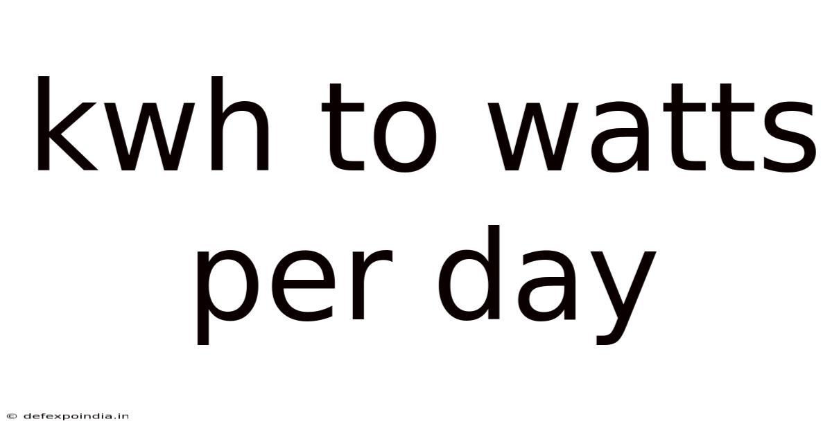 Kwh To Watts Per Day