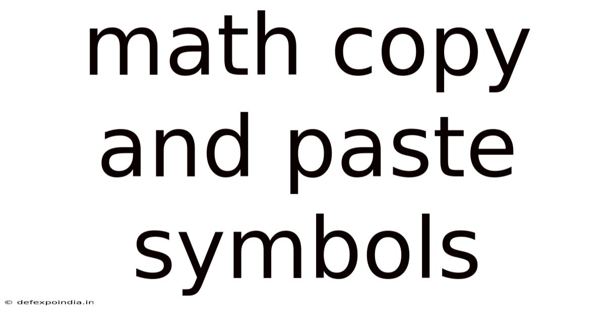 Math Copy And Paste Symbols