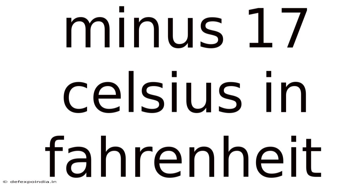 Minus 17 Celsius In Fahrenheit