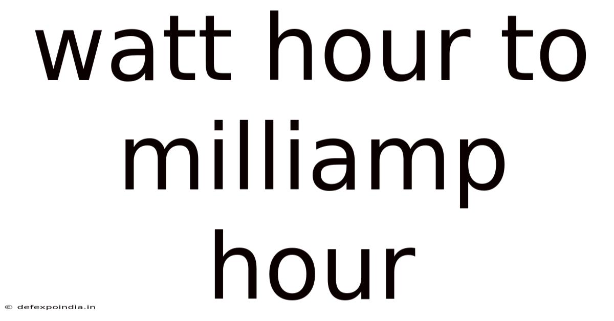 Watt Hour To Milliamp Hour