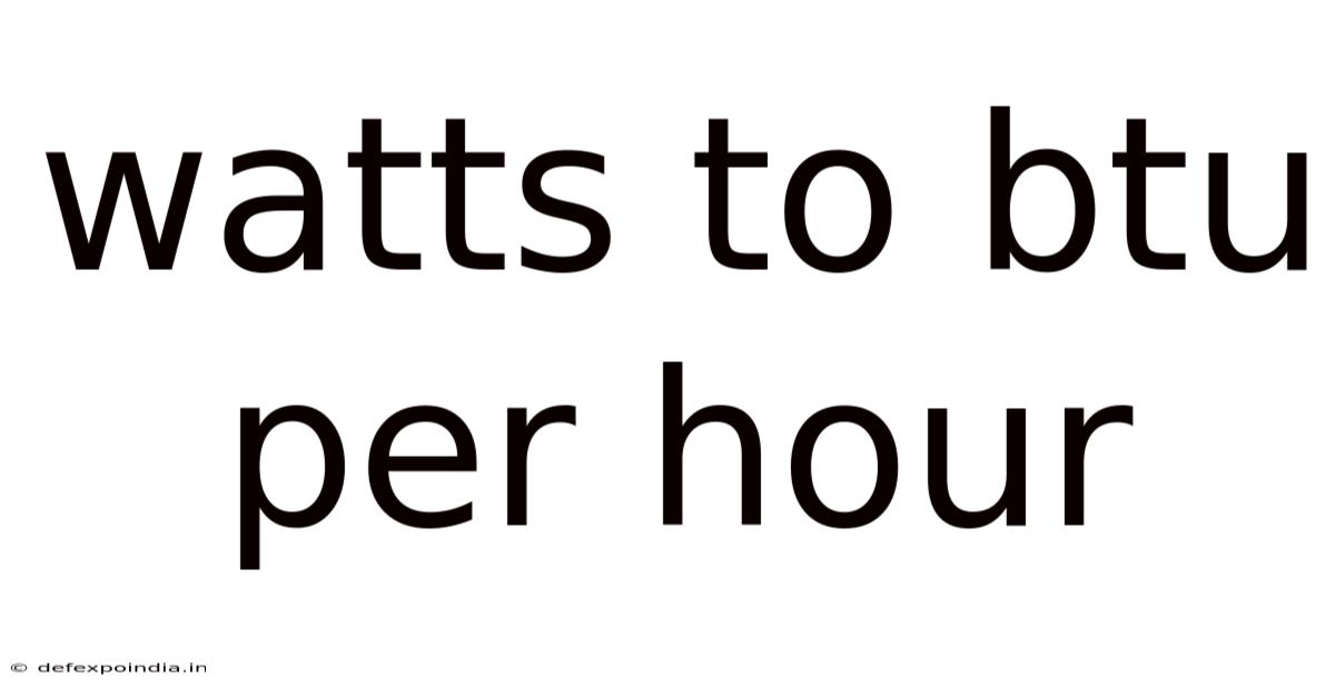 Watts To Btu Per Hour